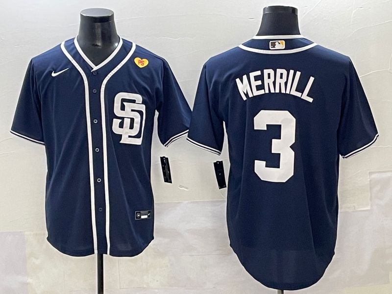 Men 2025 San Diego Padres #3 Merrill Dark Blue Game Nike MLB Jersey style 10->san diego padres->MLB Jersey